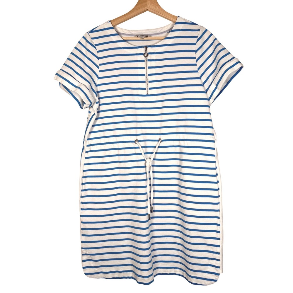 Tommy Bahama Womens Striped Quarter Zip Short‎ Sleeve Drawstring Shirt Dress M